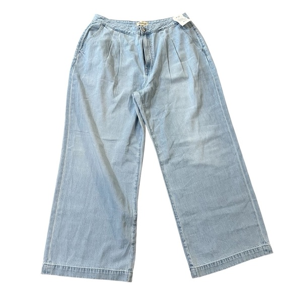 Madewell Denim - Madewell The Curvy Harlow Wide-Leg Trouser Light Wash Denim Jeans Sz W32 NWT
